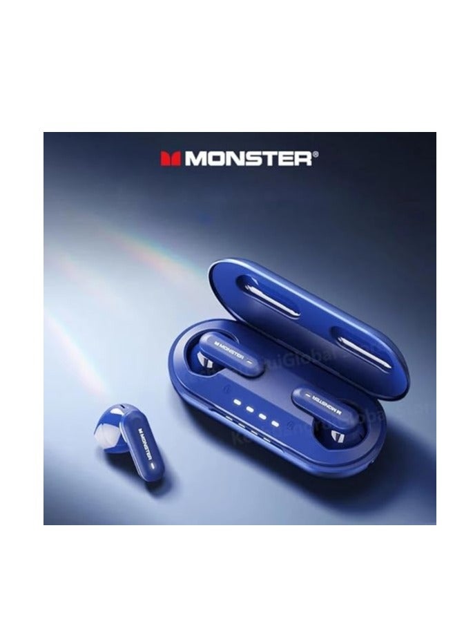 مونستر سماعات أذن بلوتوث لاسلكية للألعاب من مونستر XKT25، سماعة رأس للألعاب ذات زمن استجابة منخفض مع ميكروفون مدمج لسماعات إلغاء الضوضاء للألعاب باللون الأزرق - Image 2