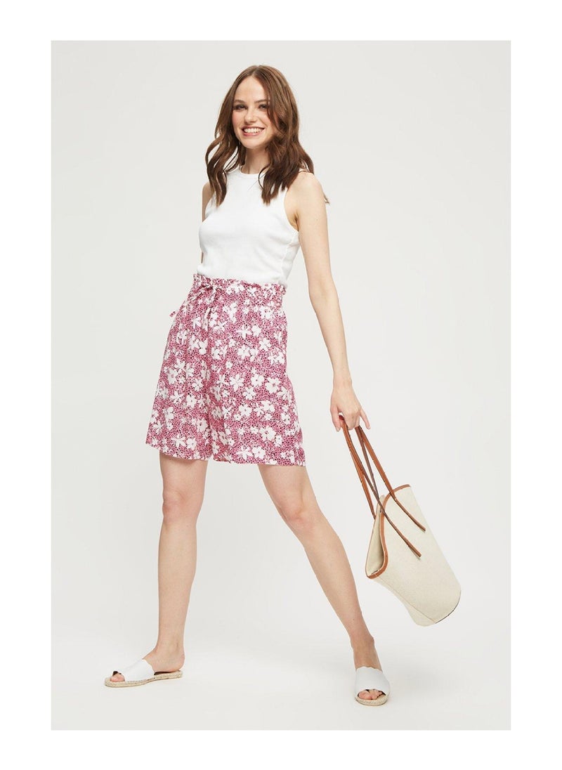 DOROTHY PERKINS - Pink Multi Floral Shirred Waist Short - Image 1