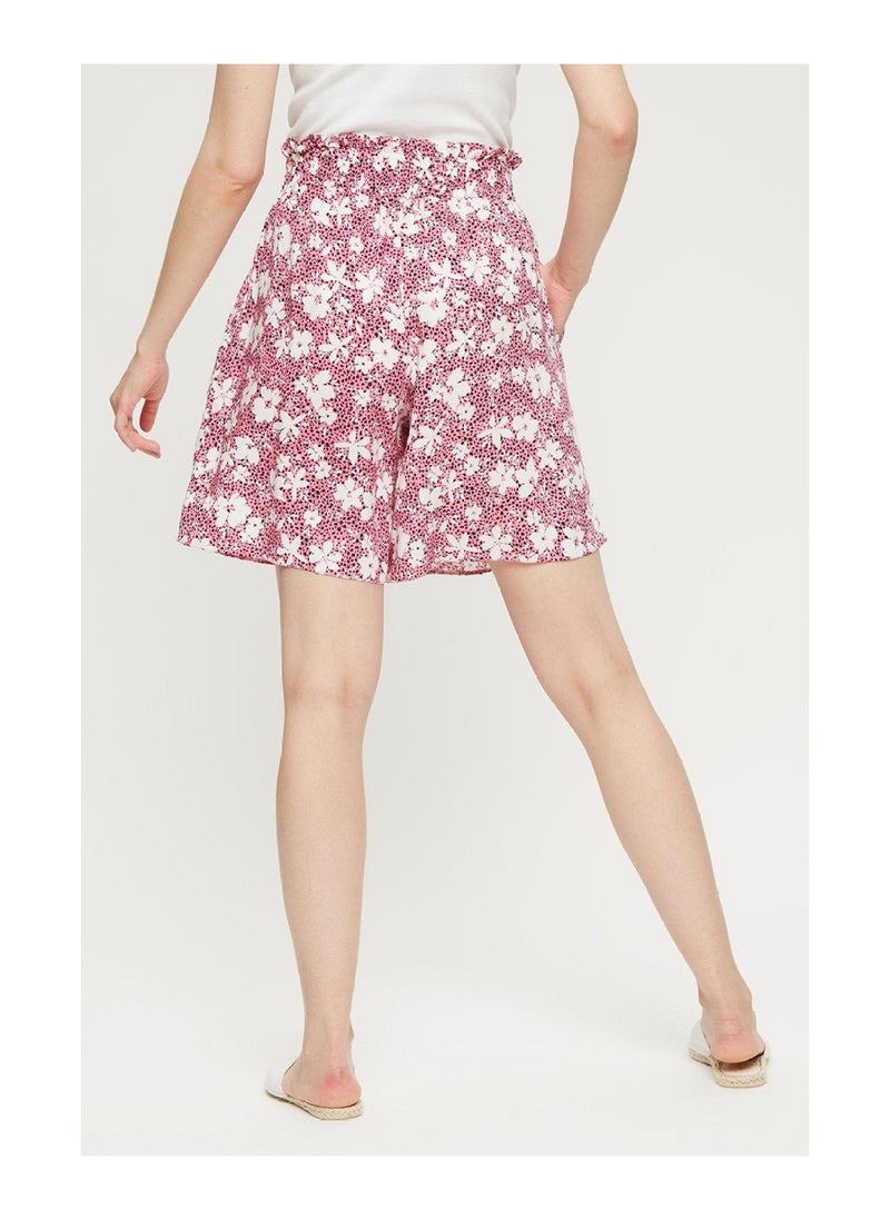 DOROTHY PERKINS - Pink Multi Floral Shirred Waist Short - Image 1