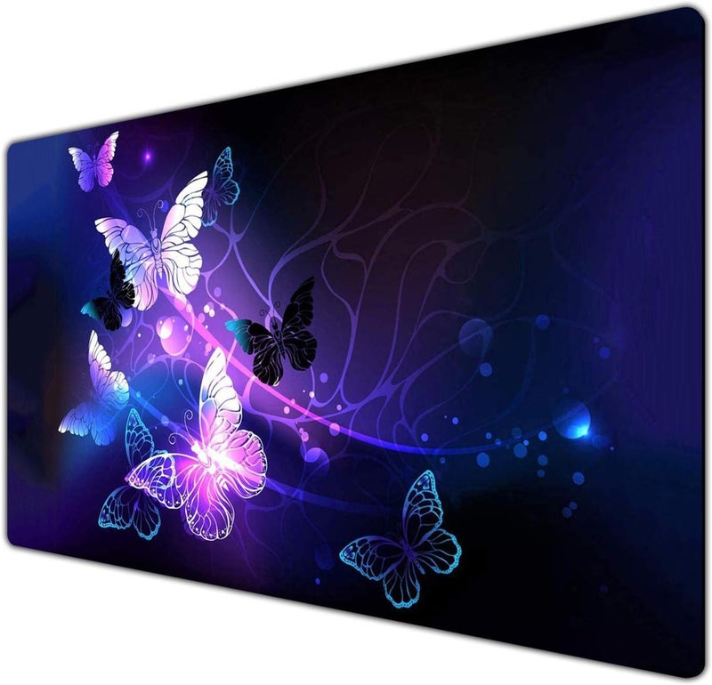KRESHU Glowing Night Butterflies Gaming Mouse Pad | Large Extended Waterproof Mouse mat Stitched Edge Mouse Pad for Gamers Non-Slip Base Rubber Mousepad for Work Game Office Home (35 * 60CM,1-Pcs) - Image 1