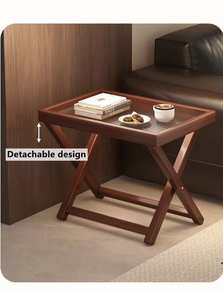 Kutis طاولة قهوة جانبية قابلة للطي لغرفة المعيشة أو النوم من الخيزران/الأكريليك بني 32 × 26.5 × 44 سم - Image 3