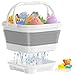 Anivia FoldableBathToyStorageOrganizer Bath Toy Holder with Base QuickDrainDrying Bathtub Toy StorageBasket Stand Up Bathroom Shower Toys Holder for Kids Gray - Image 2