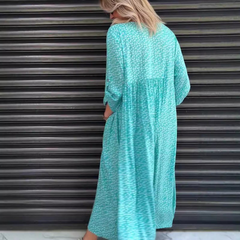 Women's Long Sleeve Floral Button Dress Casual Autumn - Image 3