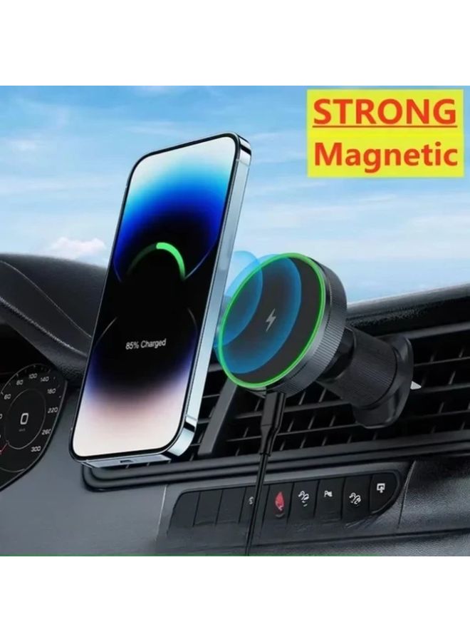 Black Magnetic Air Vent Car Wireless Charger Mount For iPhone Samsung Xiaomi - Image 5
