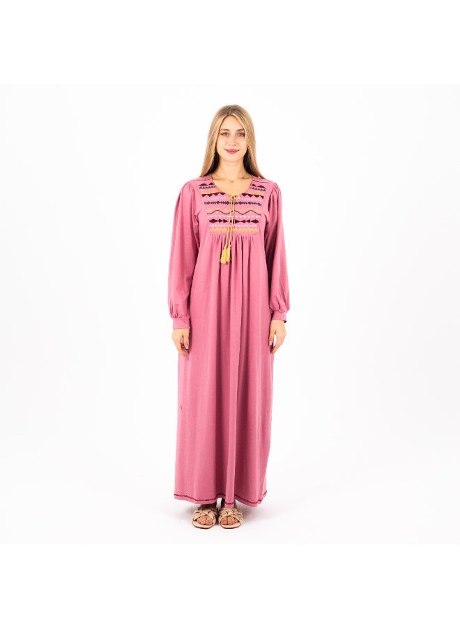 zecotex  Classic Embroidered Viscose Abaya | Modest Long Sleeve Nightgown | Comfortable & Elegant Women's Homewear  - Image 1