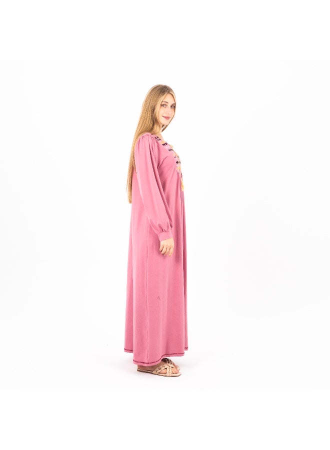 zecotex  Classic Embroidered Viscose Abaya | Modest Long Sleeve Nightgown | Comfortable & Elegant Women's Homewear  - Image 5