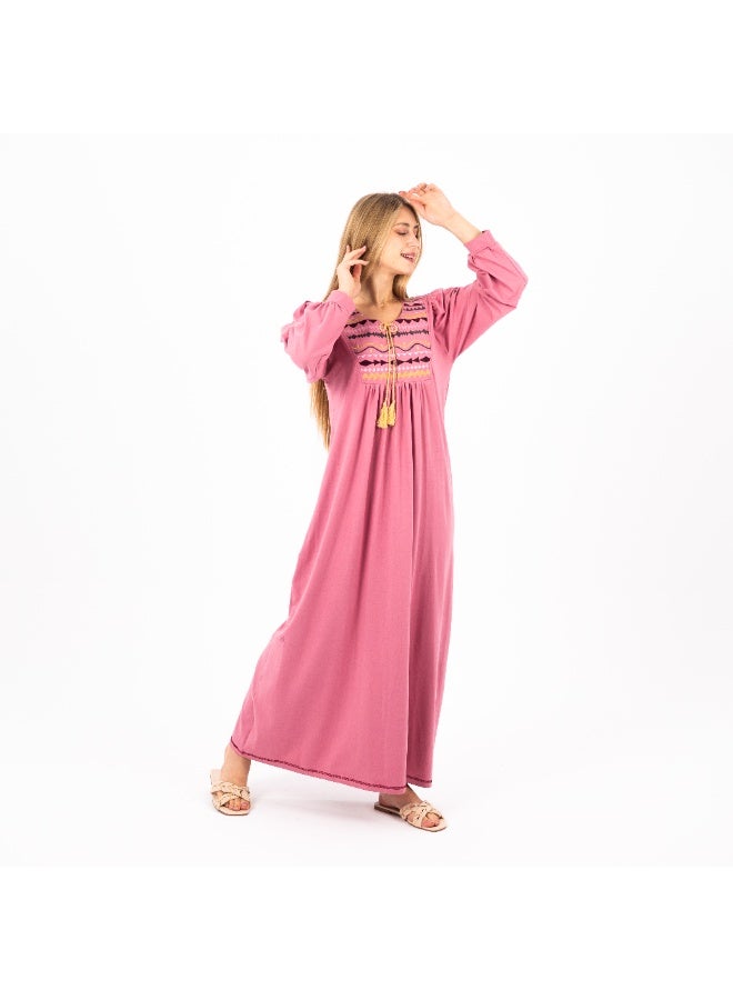 zecotex  Classic Embroidered Viscose Abaya | Modest Long Sleeve Nightgown | Comfortable & Elegant Women's Homewear  - Image 4