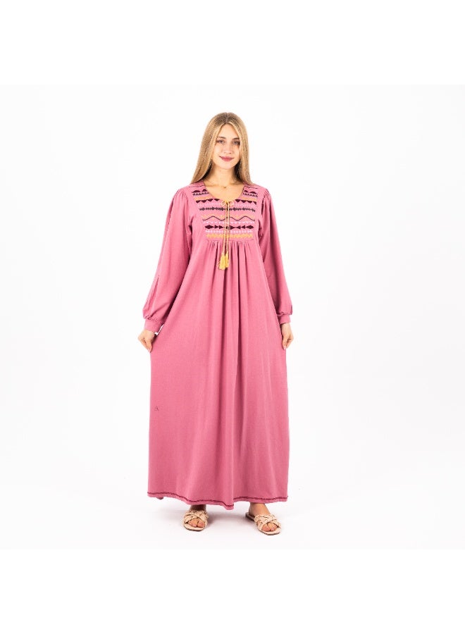 zecotex  Classic Embroidered Viscose Abaya | Modest Long Sleeve Nightgown | Comfortable & Elegant Women's Homewear  - Image 3