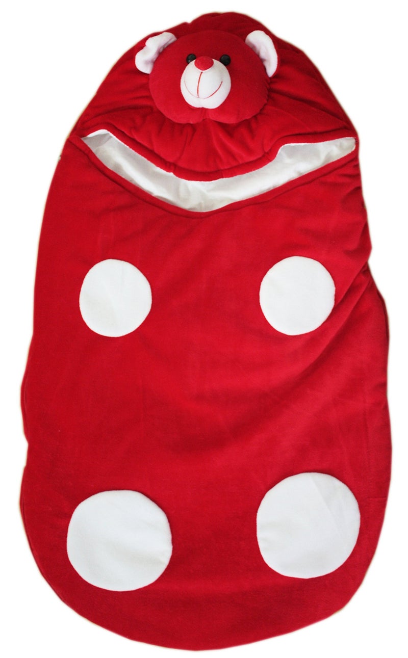 Amardeep Cute Cartoon Face Baby Sleeping Bag Cum Baby Carry Bag (Red) - Image 1