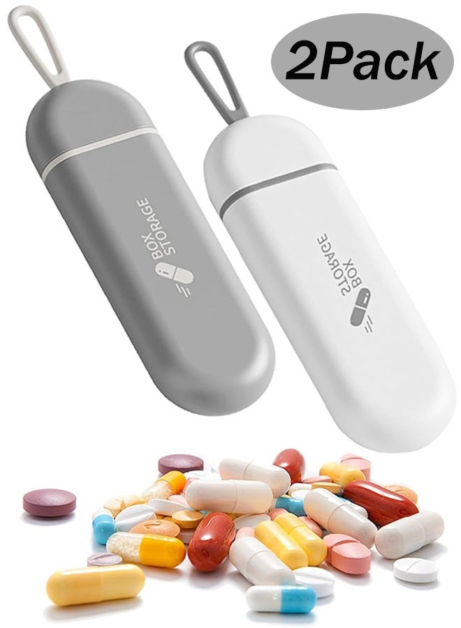 عبوة من 2 علبة حبوب صغيرة ومتينة مضادة للرطوبة بثلاث حجرات ومانعة لتسرب الماء مصنوعة من مادة ABS الصديقة للبيئة وسعة كبيرة مثالية للسفر والاستخدام اليومي وتخزين الأدوية والحمل السهل - Image 1