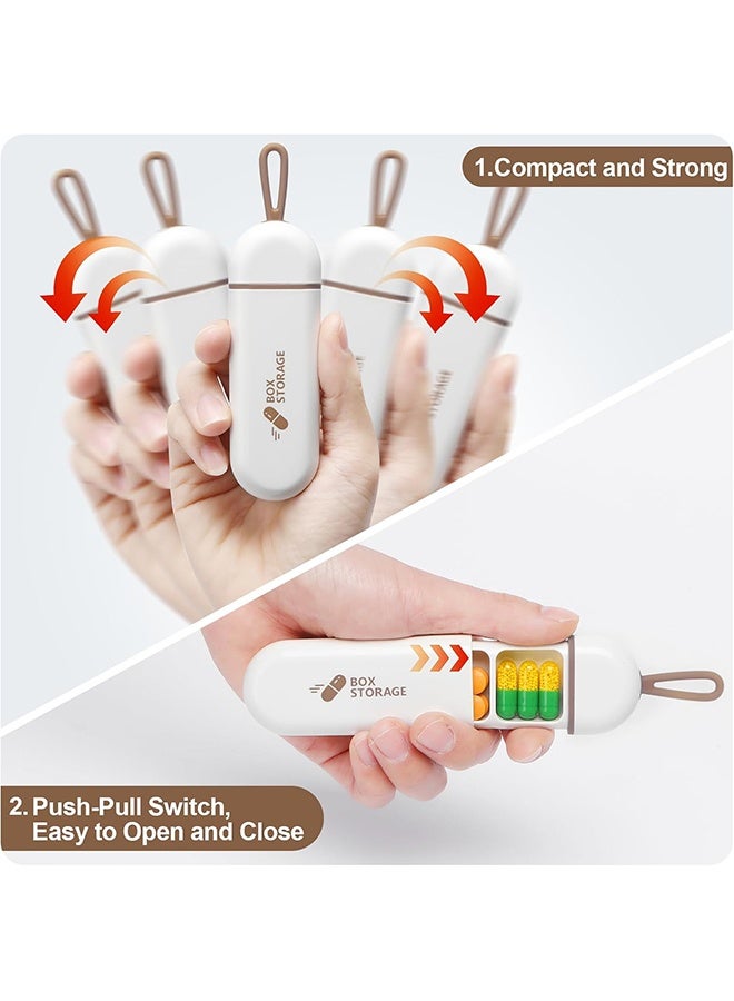 عبوة من 2 علبة حبوب صغيرة ومتينة مضادة للرطوبة بثلاث حجرات ومانعة لتسرب الماء مصنوعة من مادة ABS الصديقة للبيئة وسعة كبيرة مثالية للسفر والاستخدام اليومي وتخزين الأدوية والحمل السهل - Image 4