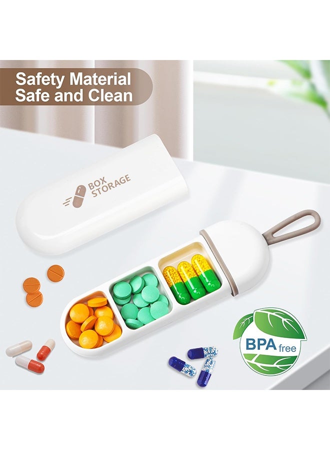عبوة من 2 علبة حبوب صغيرة ومتينة مضادة للرطوبة بثلاث حجرات ومانعة لتسرب الماء مصنوعة من مادة ABS الصديقة للبيئة وسعة كبيرة مثالية للسفر والاستخدام اليومي وتخزين الأدوية والحمل السهل - Image 2