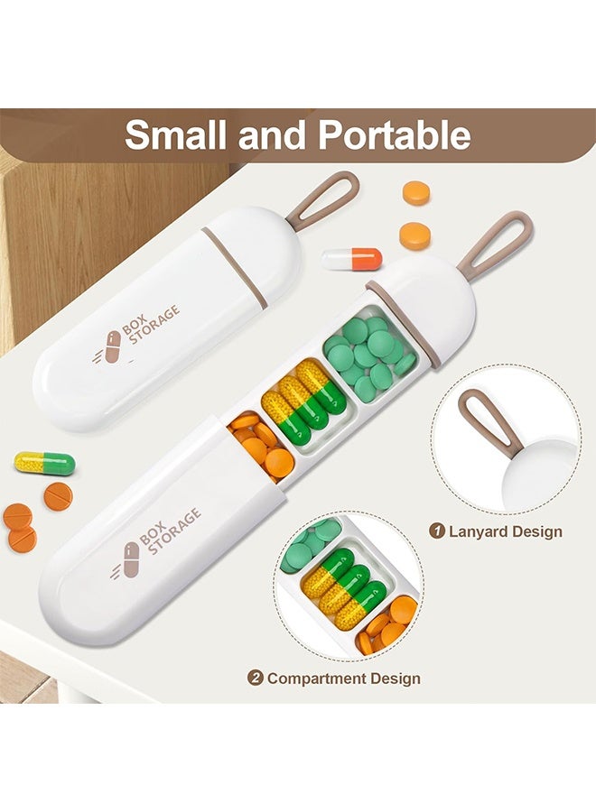 عبوة من 2 علبة حبوب صغيرة ومتينة مضادة للرطوبة بثلاث حجرات ومانعة لتسرب الماء مصنوعة من مادة ABS الصديقة للبيئة وسعة كبيرة مثالية للسفر والاستخدام اليومي وتخزين الأدوية والحمل السهل - Image 3