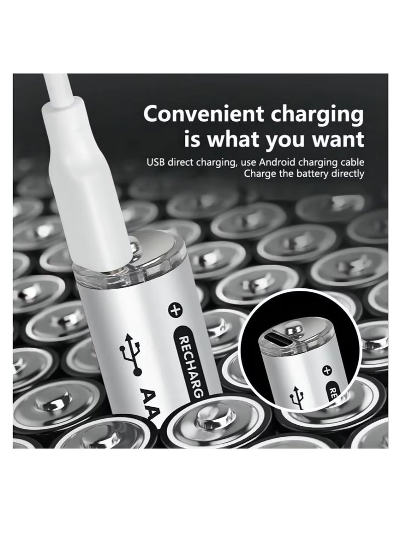 4-Pack USB AA Lithium ion Rechargeable Battery, High Capacity 1.5V 2200mWh Rechargeable AA Battery, Cycle With Type C Port Cable, Constant Output  - Image 4
