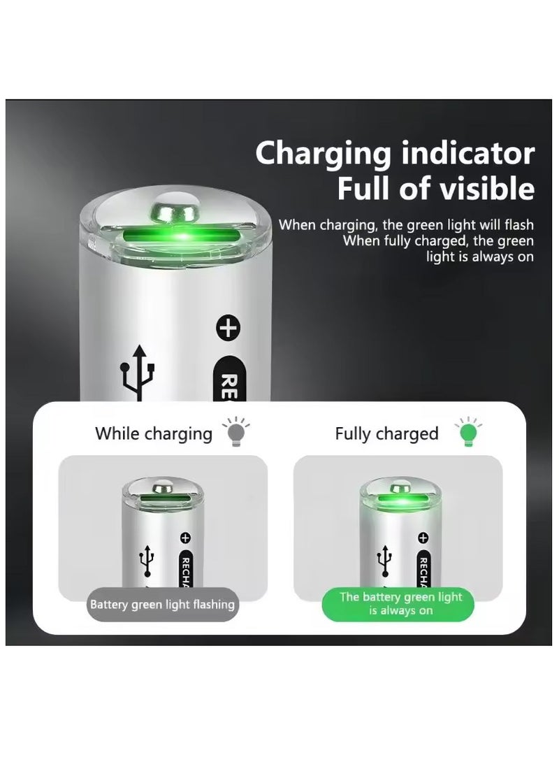 4-Pack USB AA Lithium ion Rechargeable Battery, High Capacity 1.5V 2200mWh Rechargeable AA Battery, Cycle With Type C Port Cable, Constant Output  - Image 5