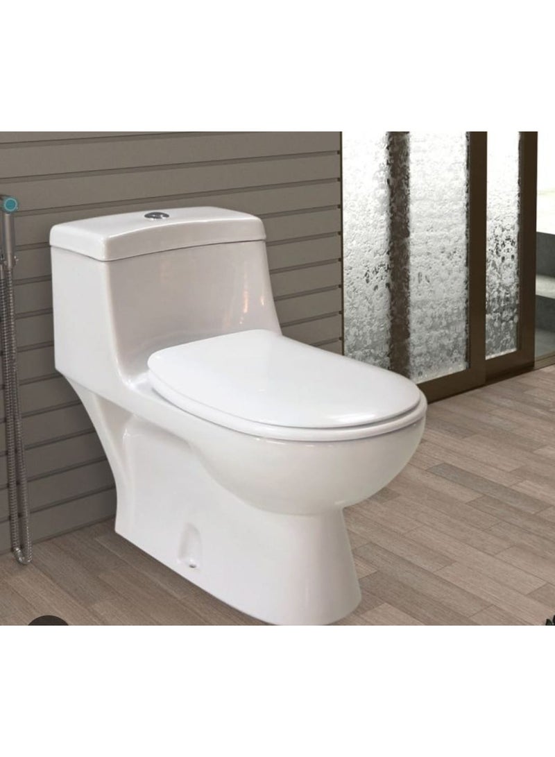 Saudi Ceramic One-Piece Ceramic Toilet Large Size with Dual-Flush System and Soft-Close Seat – Durable, Modern Design for All Bathroom Styles - Image 2