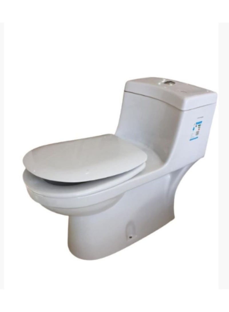 Saudi Ceramic One-Piece Ceramic Toilet Large Size with Dual-Flush System and Soft-Close Seat – Durable, Modern Design for All Bathroom Styles - Image 1