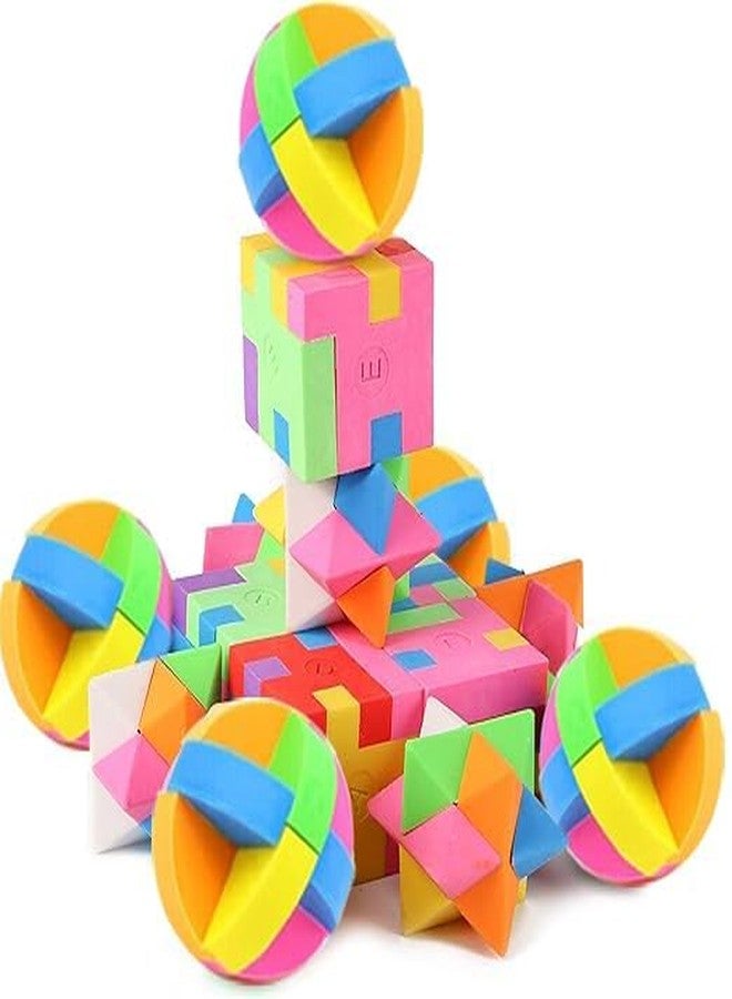 PROLOSO 15 Pcs Puzzle Cube Pencil Erasers Kids Party Favors Classroom Student Prizes Brain Teasers - Image 3