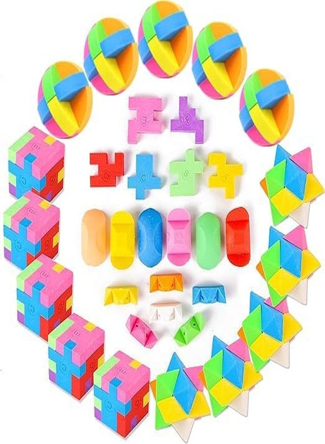 PROLOSO 15 Pcs Puzzle Cube Pencil Erasers Kids Party Favors Classroom Student Prizes Brain Teasers - Image 5