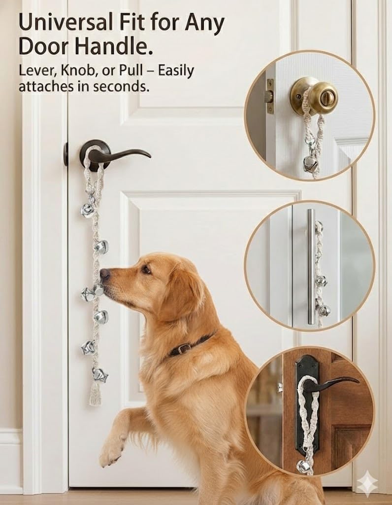 GINIDEAR Dog Bells to Go Outside & Puppy Potty Training, Adjustable Dog Door Bell Ring to Go Potty, Handmade with Premium Yarn. Twisted Style, Pure Black - Image 5