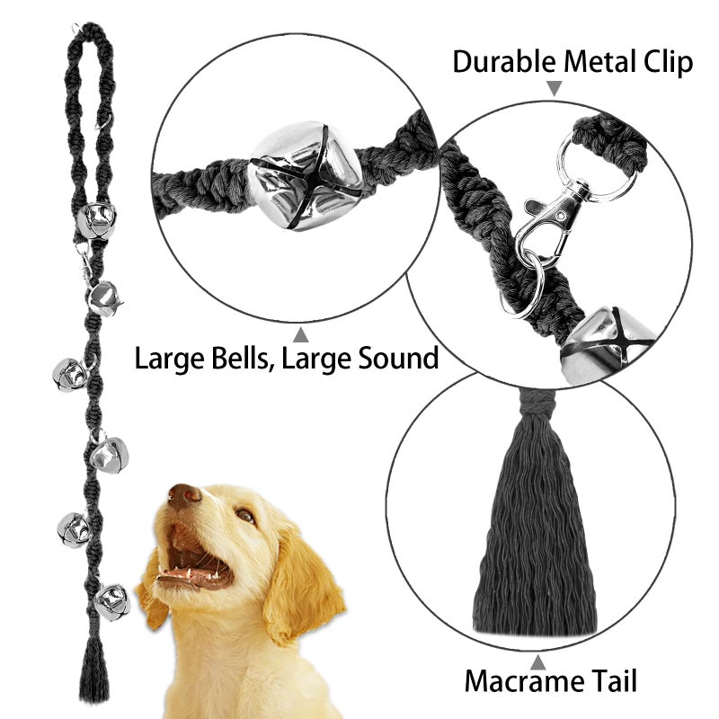 GINIDEAR Dog Bells to Go Outside & Puppy Potty Training, Adjustable Dog Door Bell Ring to Go Potty, Handmade with Premium Yarn. Twisted Style, Pure Black - Image 2