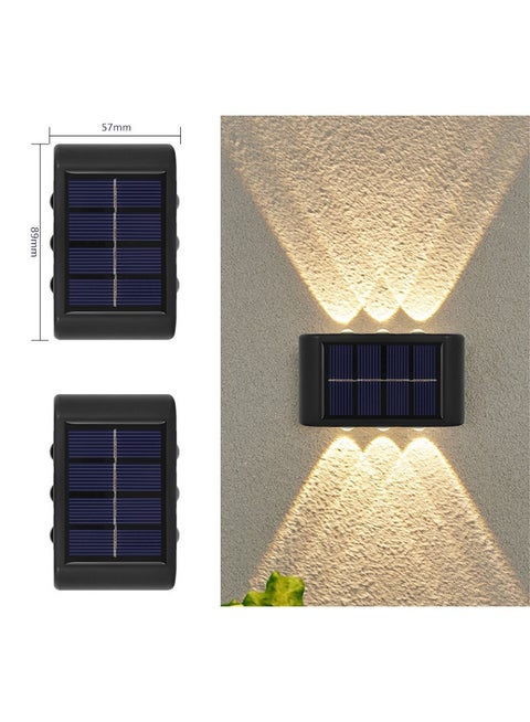 6LED Solar Wall Lamp For Courtyard Decoration, Outdoor Solar Lamp, Garden Wall Lamp, Warm Light, 2-pack