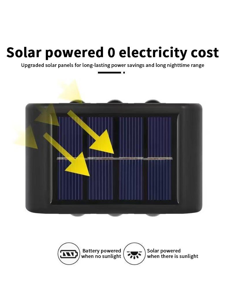 6LED Solar Wall Lamp For Courtyard Decoration, Outdoor Solar Lamp, Garden Wall Lamp, Warm Light, 2-pack - Image 2
