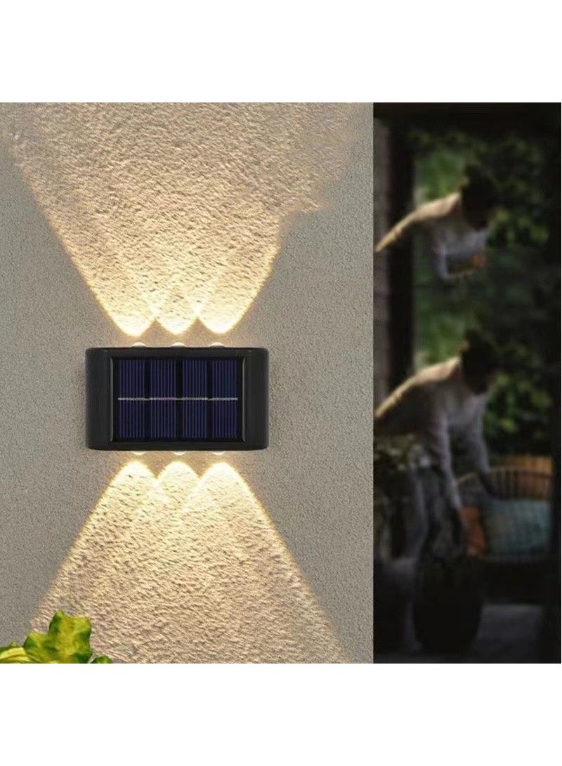 6LED Solar Wall Lamp For Courtyard Decoration, Outdoor Solar Lamp, Garden Wall Lamp, Warm Light, 2-pack - Image 4