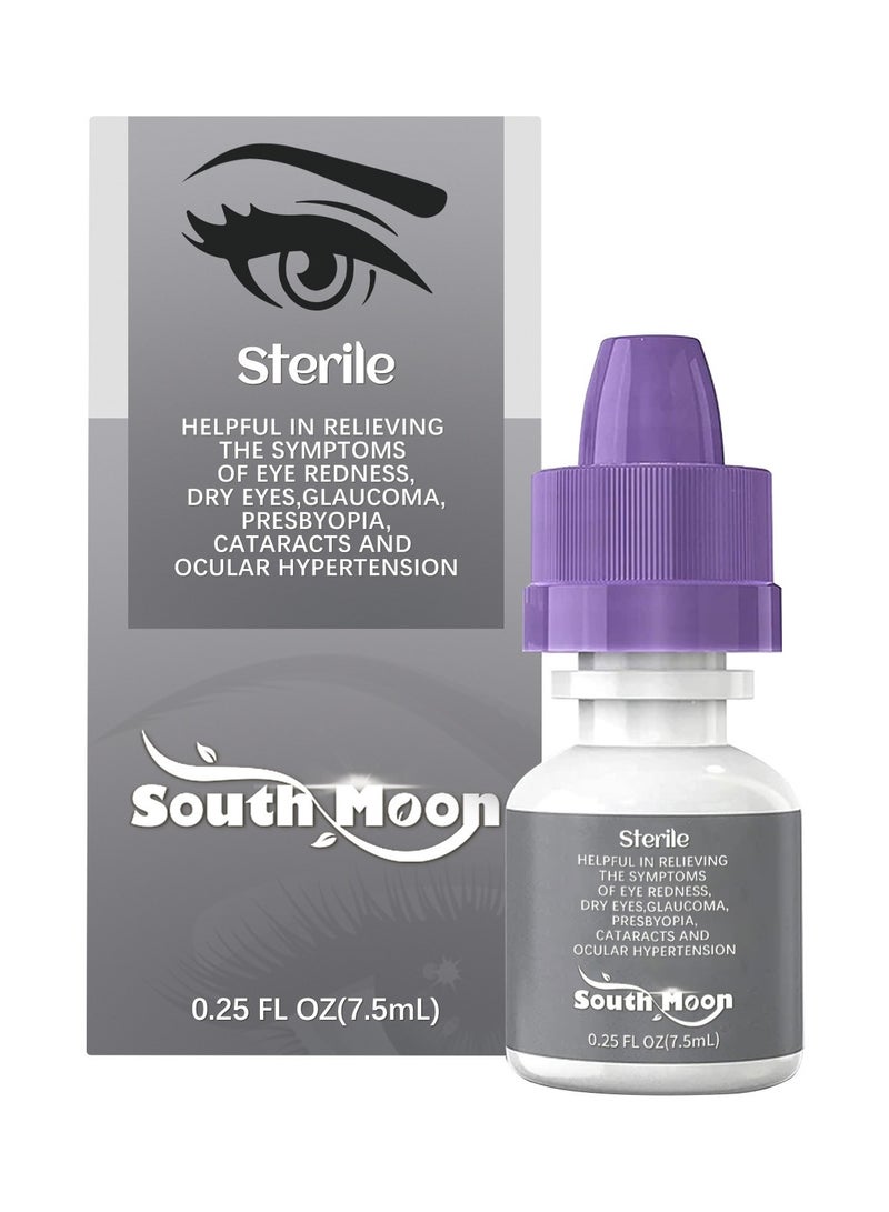 SOUTH MOON Redness Reliever Eye Drops, For Whiter & Brighter Looking Eyes, 0.25 Fl Oz (7.5 mL)  - Image 1