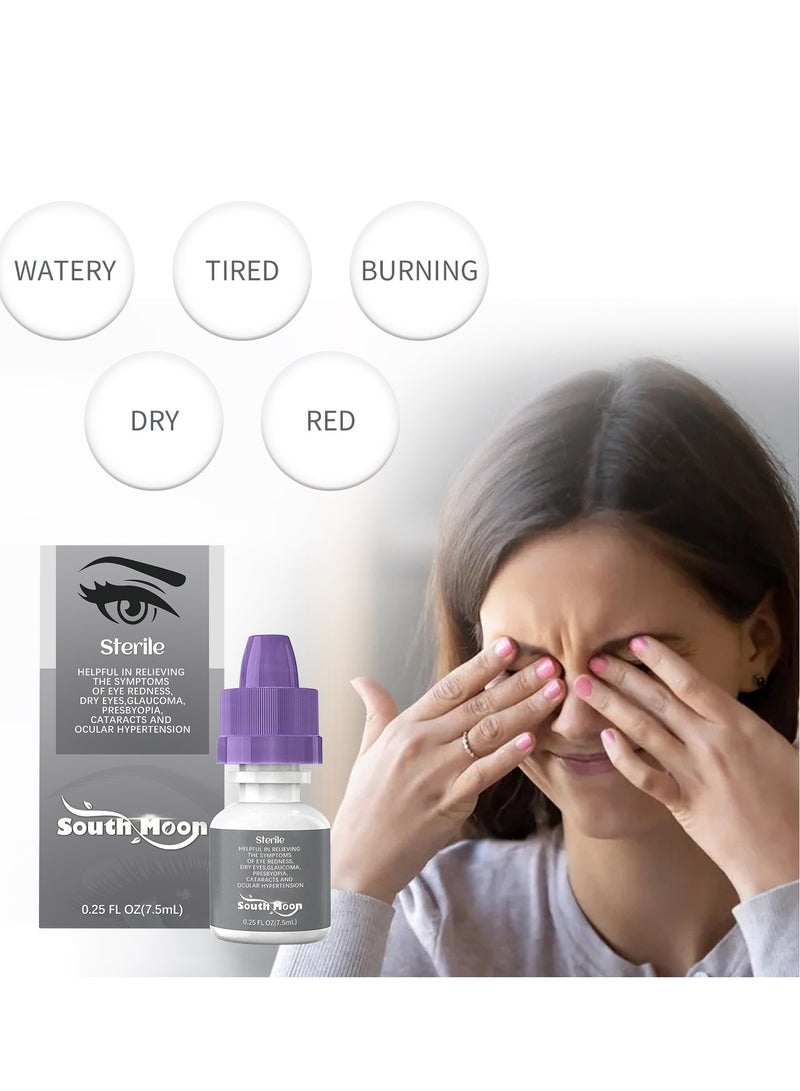 SOUTH MOON Redness Reliever Eye Drops, For Whiter & Brighter Looking Eyes, 0.25 Fl Oz (7.5 mL)  - Image 3