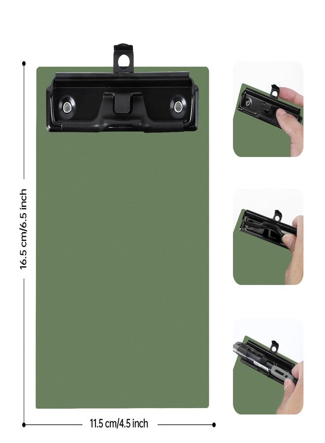 FRETONBA Mini Clipboard 4x6 Inch with Pen Holder, 2 Pack Small Clipboards with Low Profile Clip & Hanging Loop, A6 Portable Pocket Clipboards Memo Size Notepad for Restaurant, Office, School(Green) - Image 2