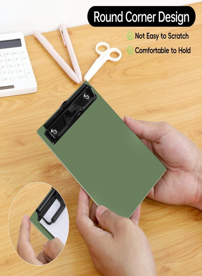 FRETONBA Mini Clipboard 4x6 Inch with Pen Holder, 2 Pack Small Clipboards with Low Profile Clip & Hanging Loop, A6 Portable Pocket Clipboards Memo Size Notepad for Restaurant, Office, School(Green) - Image 5
