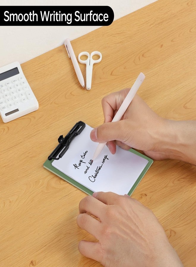 FRETONBA Mini Clipboard 4x6 Inch with Pen Holder, 2 Pack Small Clipboards with Low Profile Clip & Hanging Loop, A6 Portable Pocket Clipboards Memo Size Notepad for Restaurant, Office, School(Green) - Image 4