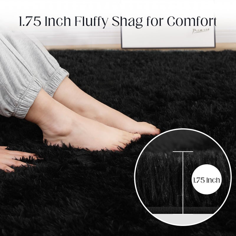 Puremy Black Rug  5x7 Area Rugs for Living Room  Soft Plush Area Rugs for Bedroom  Non-Slip Indoor Carpet for Nursery  Study Room  Kids Room  Room Decor - Image 2