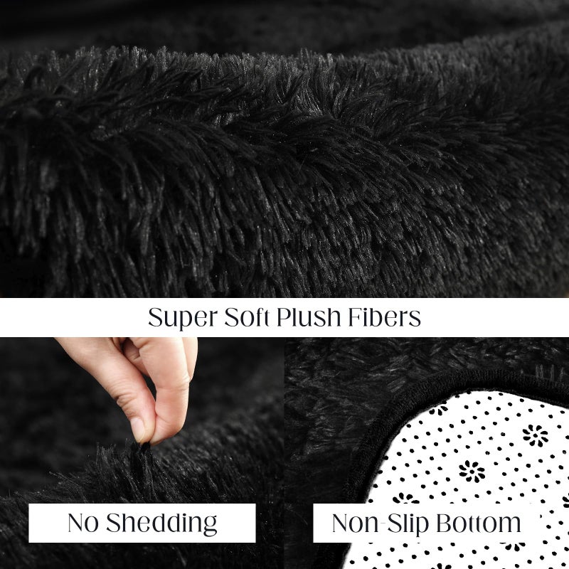 Puremy Black Rug  5x7 Area Rugs for Living Room  Soft Plush Area Rugs for Bedroom  Non-Slip Indoor Carpet for Nursery  Study Room  Kids Room  Room Decor - Image 3