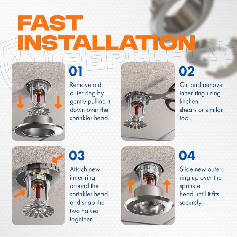 RepelFire Retrofit Recessed Fire Sprinkler Escutcheon 3/4 in. IPS - Split 3 Piece in Chrome Plated - Depth Adjustment Range up to 3/4 in. for Fire Sprinkler Trim - Image 4