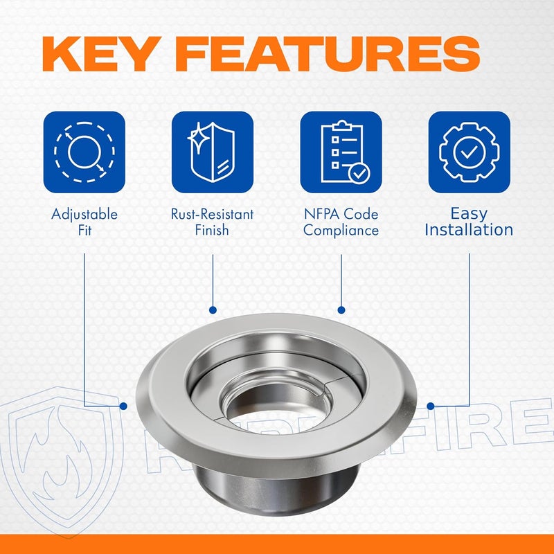 RepelFire Retrofit Recessed Fire Sprinkler Escutcheon 3/4 in. IPS - Split 3 Piece in Chrome Plated - Depth Adjustment Range up to 3/4 in. for Fire Sprinkler Trim - Image 2