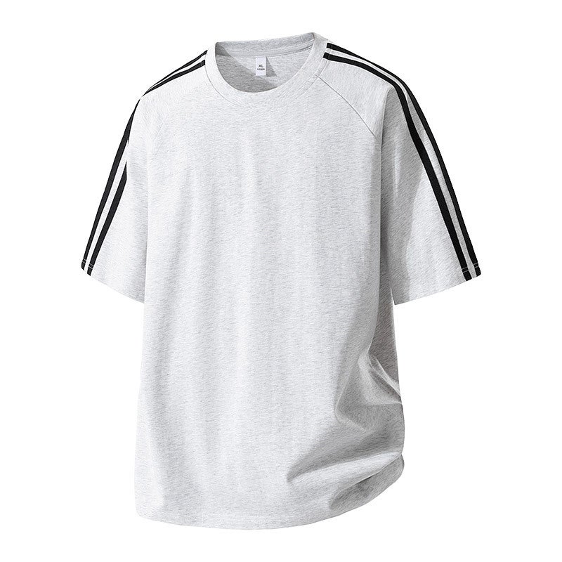 American Retro Trendy Brand Letter Three-Stripe Short-Sleeve T-Shirt For Men And Women, Loose Heavyweight Summer T-Shirt - Image 1