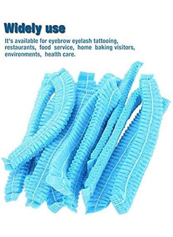 Meetion 100 Pcs Disposable Non Woven Stretchable Bouffant Caps/Bathing Caps/Surgical Caps/Cooking Caps/Industrial Caps/Food Restaurant Sector Caps (Blue,Size 21") - Image 4