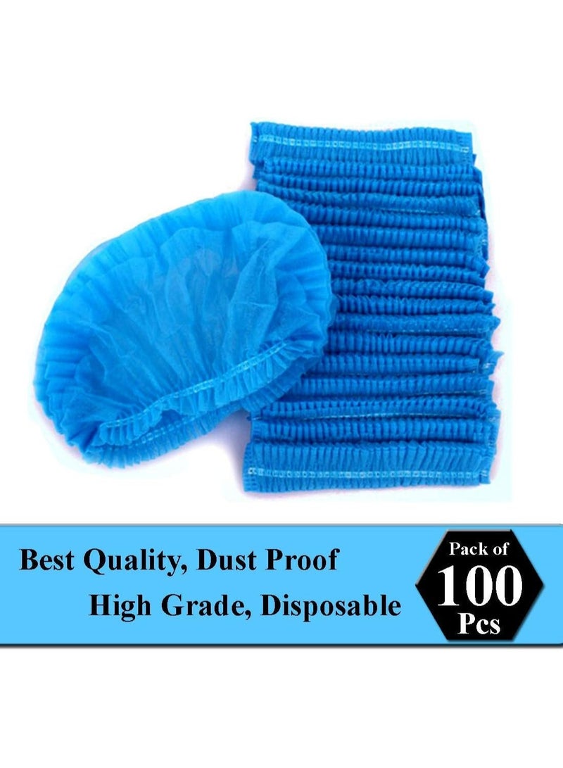 Meetion 100 Pcs Disposable Non Woven Stretchable Bouffant Caps/Bathing Caps/Surgical Caps/Cooking Caps/Industrial Caps/Food Restaurant Sector Caps (Blue,Size 21") - Image 5