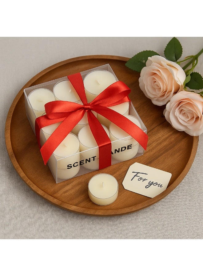 SCENT CANDLE 12-Pack Scented Tealight Candles – Aromatherapy Wax Candles in Clear Box – Long Burning, Smokeless, for Home, Spa, and Gifts – Cream Color - Image 1
