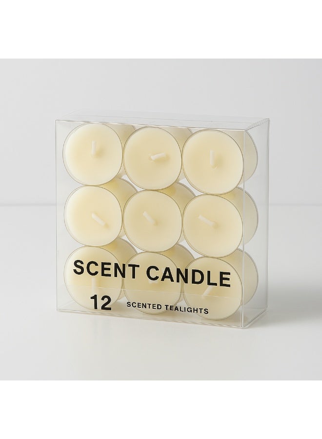 SCENT CANDLE 12-Pack Scented Tealight Candles – Aromatherapy Wax Candles in Clear Box – Long Burning, Smokeless, for Home, Spa, and Gifts – Cream Color - Image 4