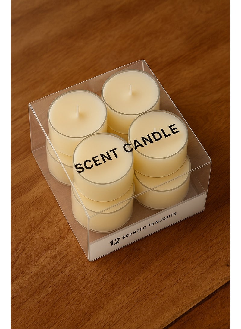 SCENT CANDLE 12-Pack Scented Tealight Candles – Aromatherapy Wax Candles in Clear Box – Long Burning, Smokeless, for Home, Spa, and Gifts – Cream Color - Image 3