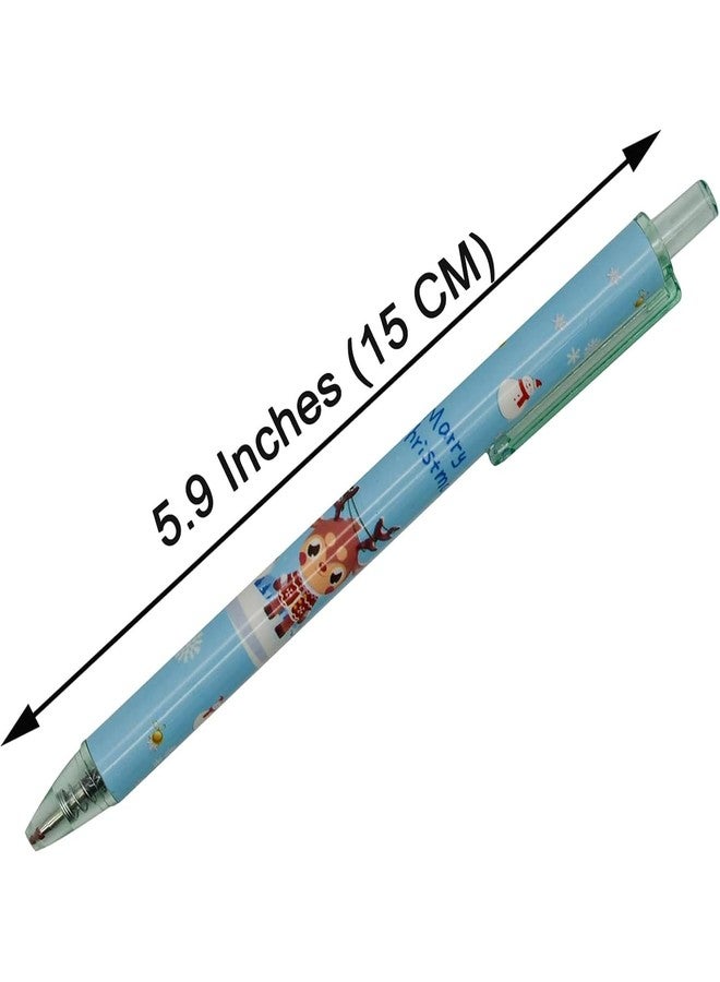 Maydahui 12 PCS Cartoon Christmas Gel Pen Retractable Printing Pens Santa Claus Christmas Trees Snowman Elk Black Ink for School Office Boys Girls - Image 2