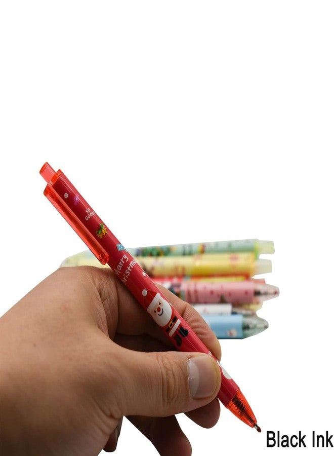Maydahui 12 PCS Cartoon Christmas Gel Pen Retractable Printing Pens Santa Claus Christmas Trees Snowman Elk Black Ink for School Office Boys Girls - Image 5