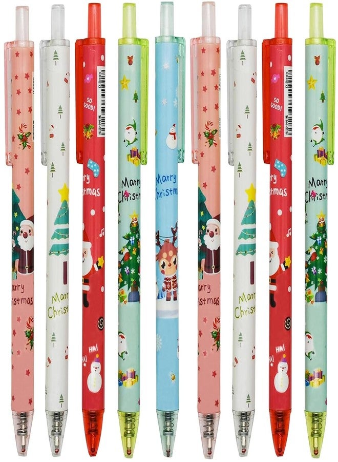 Maydahui 12 PCS Cartoon Christmas Gel Pen Retractable Printing Pens Santa Claus Christmas Trees Snowman Elk Black Ink for School Office Boys Girls - Image 1