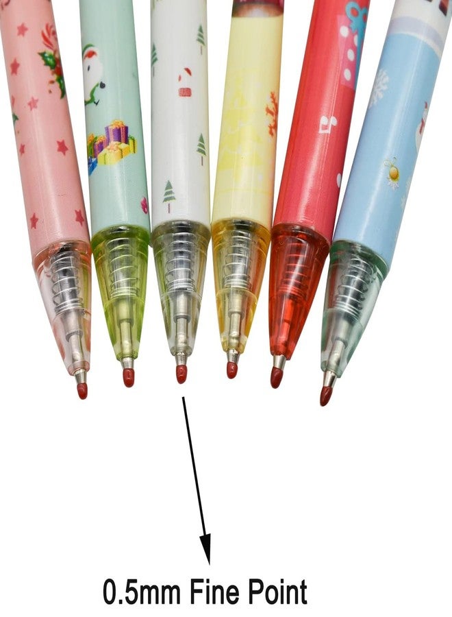 Maydahui 12 PCS Cartoon Christmas Gel Pen Retractable Printing Pens Santa Claus Christmas Trees Snowman Elk Black Ink for School Office Boys Girls - Image 4