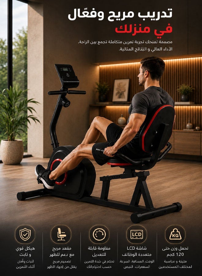 Fitness World Exercise bike with LCD screen and 8 adjustable magnetic resistance levels for cardio, training, and fitness. - Image 1