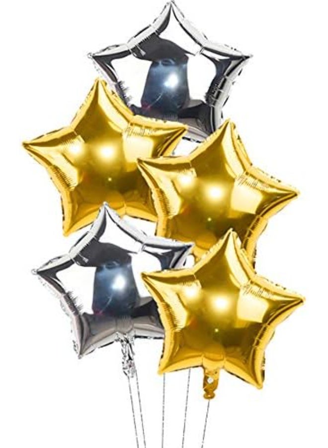 Star Shaped Foil Balloons 18 inch for Birthday Party Wedding Baby Shower Decorate 18 Inch / 45 cm Gold Star Foil Balloon Gold Silver - Image 1