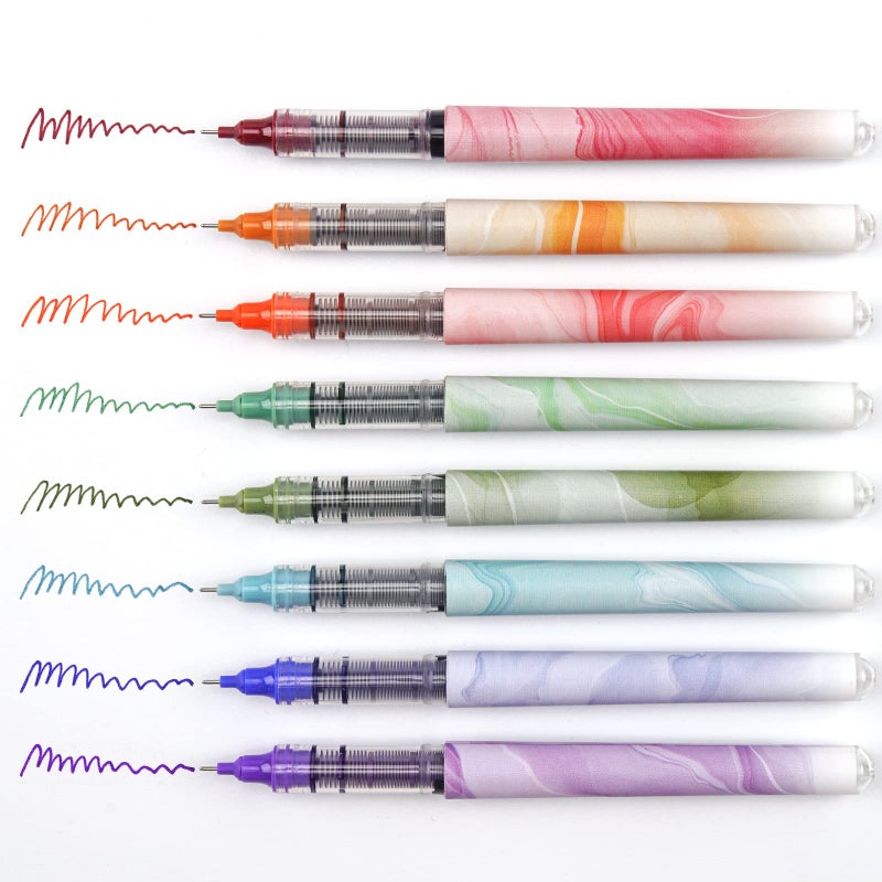 WRITECH Liquid Ink Rollerball Pens: Multi Colored 0.5mm Extra Fine Point Tip Rolling Roller Ball Pen 8ct Assorted Colors for Journaling Smooth Writing Note Taking No Bleed & Smudge & Smear - Image 2